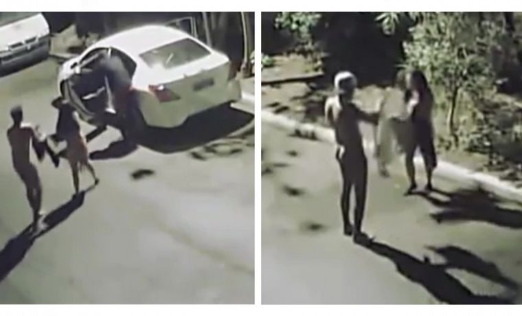 FOTO: Tenían sexo en un auto, los asaltaron y quedaron desnudos en la calle (Telenueve).