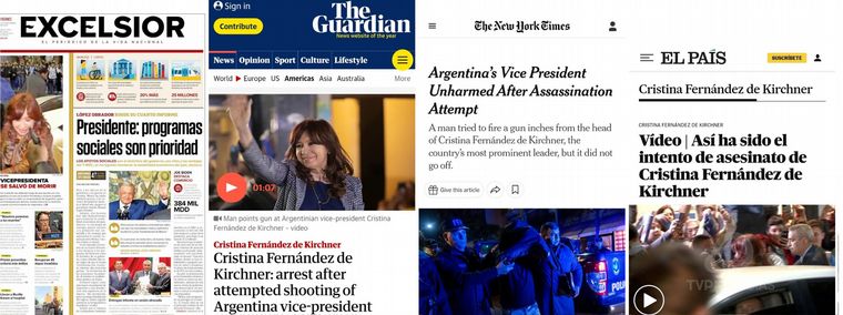 FOTO: Las portadas de medios de todo el mundo sobre el ataque a Cristina
