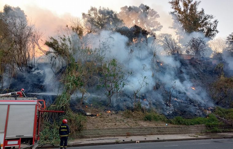 FOTO: Más fuego en Rosario: incendio en la barranca de avenida Belgrano. 