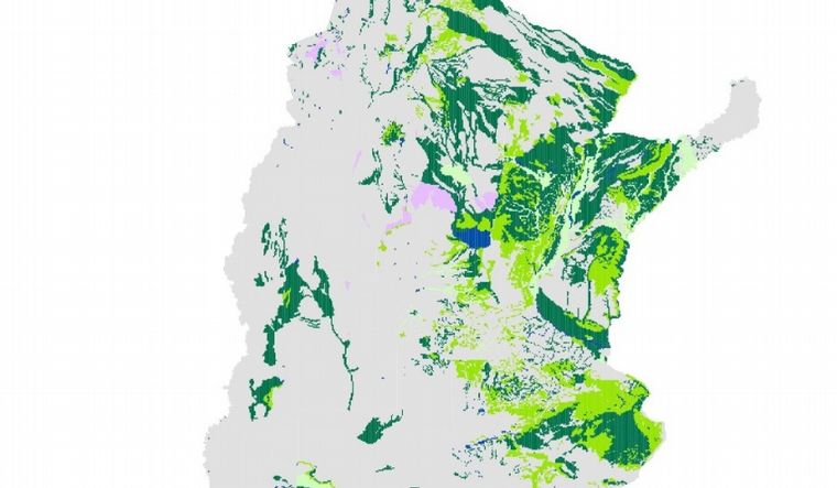 Parte de los humedales del país resaltados en verde