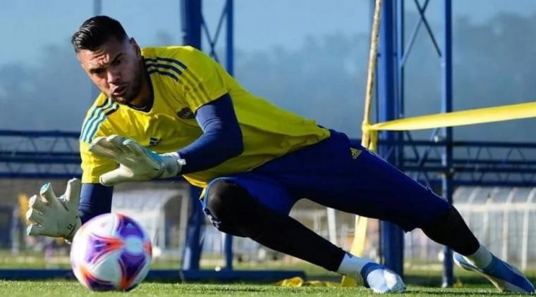FOTO: Sergio Romero en un entrenamiento con Boca Juniors. 