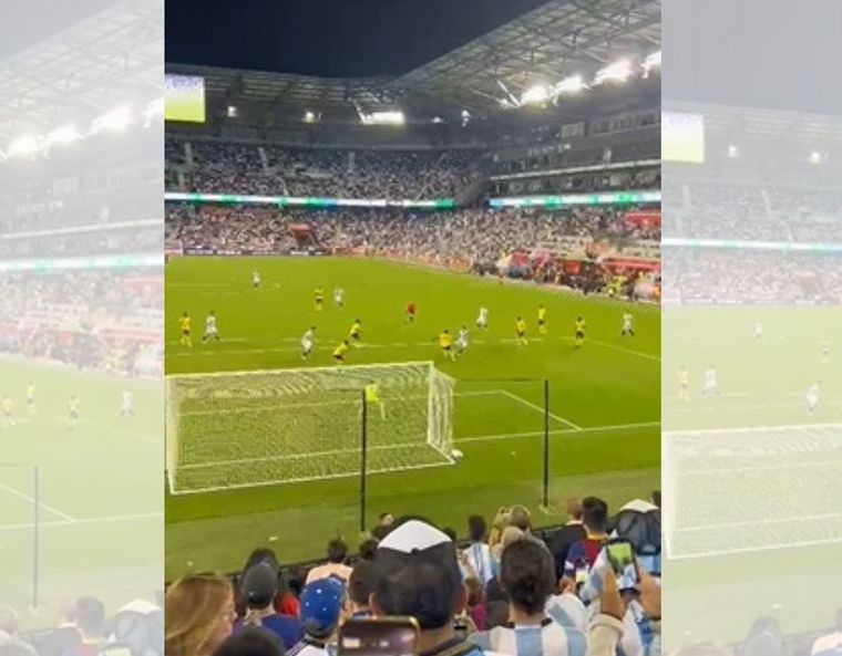 El gol del cordobés, desde la tribuna (Foto: captura de video)