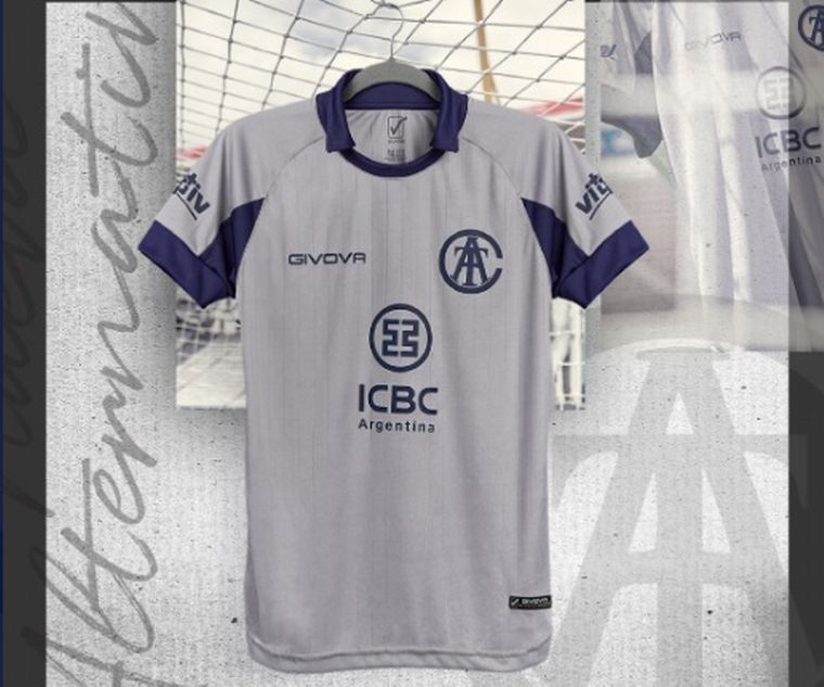 Camiseta Alternativa Talleres Givova Hombre Gris/Marino