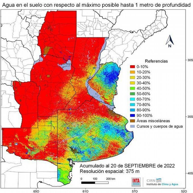 Casi todo en rojo, el color pinta la magnitud de la sequía