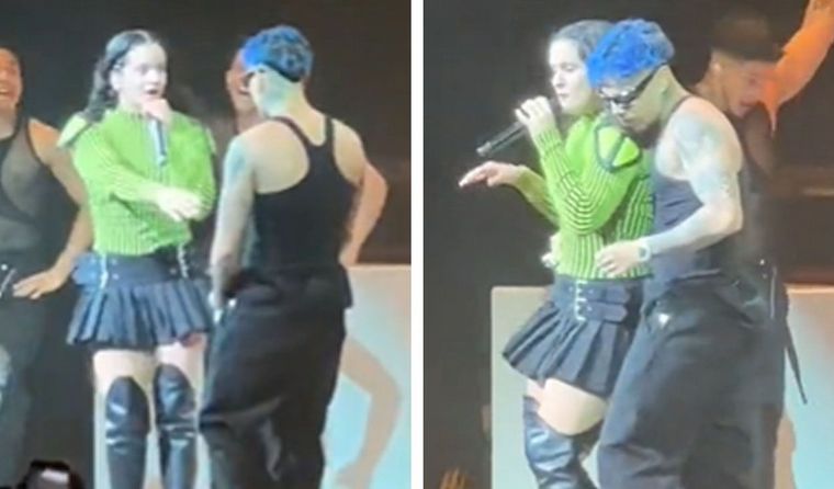 Rauw Alejandro sorprendió a Rosalía y subió al escenario para bailar 