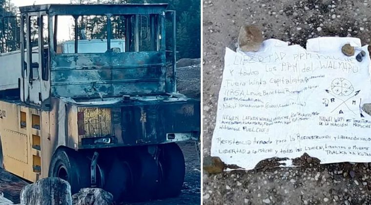 Grupo mapuche atacó a un sereno, incendiaron tractores y dejaron una amenaza