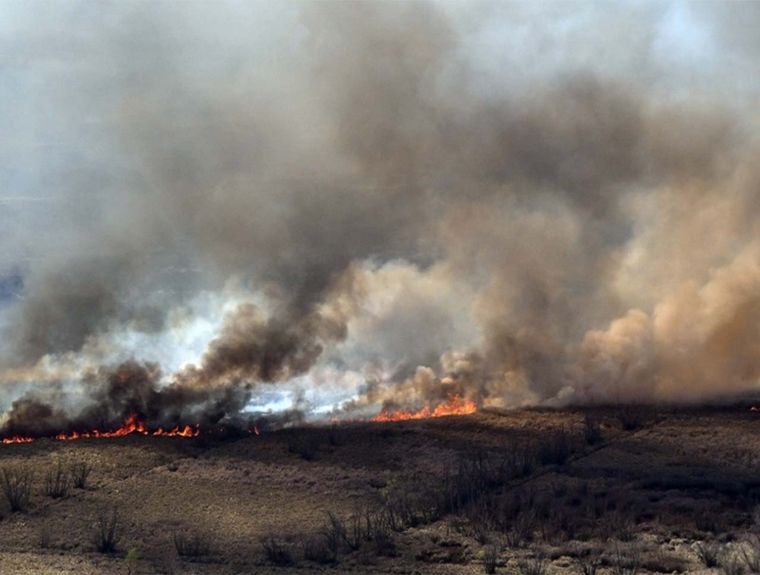 Focos de incendio en las islas frente a Rosario (Archivo Télam). 