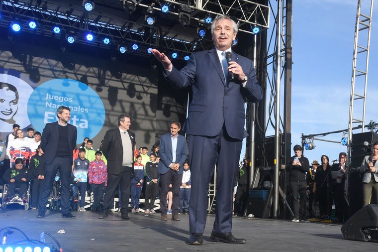 Alberto Fernández, en los Juegos Evita.