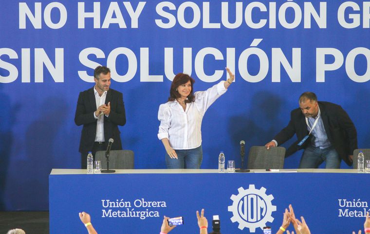 FOTO: Cristina Kirchner durante el acto en la UOM.