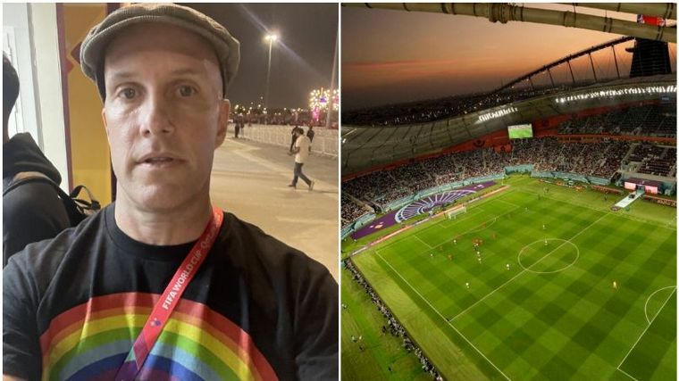 FOTO: Detuvieron a un periodista que quiso entrar a un estadio con una remera LGBT