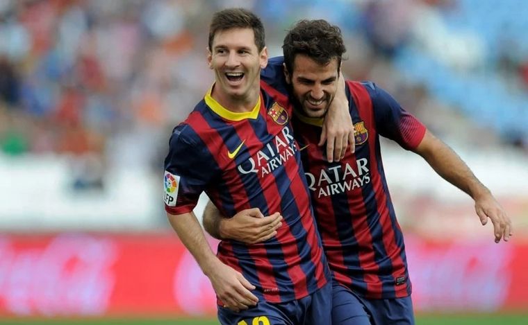 Cesc Fábregas y Lionel Messi, amigos y compañeros en Barcelona.