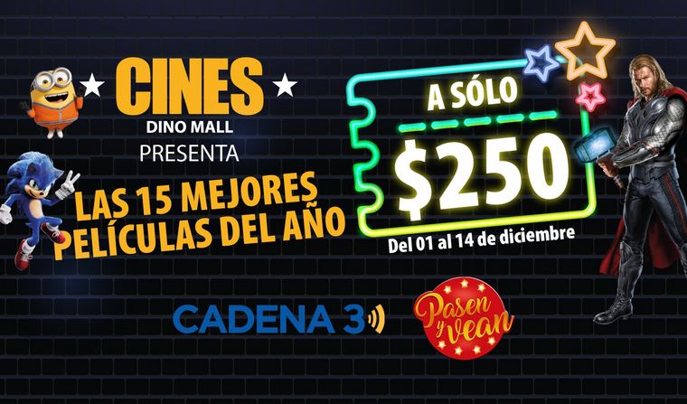 Cines Dino Mall presenta las mejores películas del año con entradas a $250 