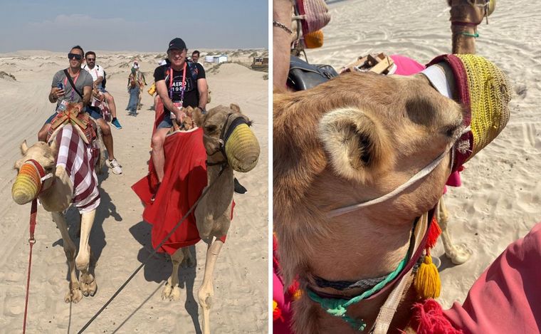 FOTO: El equipo de Cadena 3 se animó a un paseo en camello por el desierto