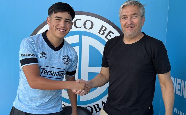 Gonzalo Zelarayan y Diego Merlino. (Foto: @Belgrano)