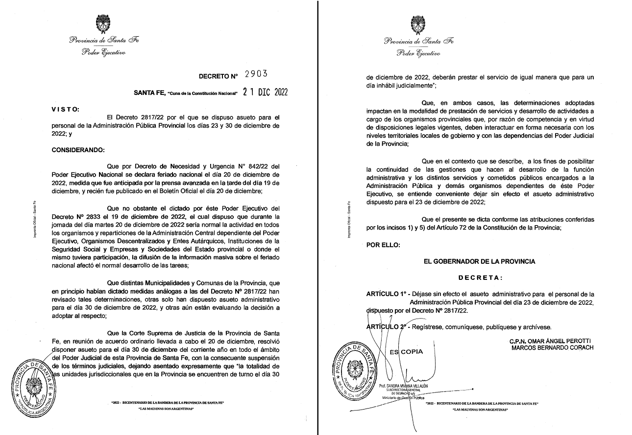 FOTO: El decreto del gobierno provincial.