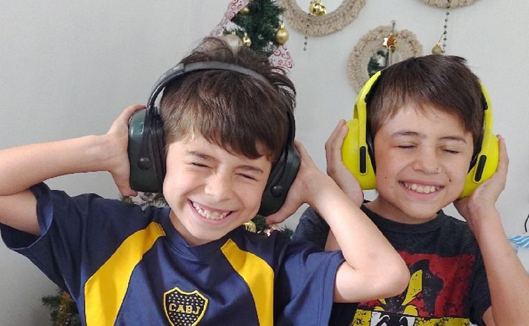 Yanina y sus hijos Bautista y Octavio