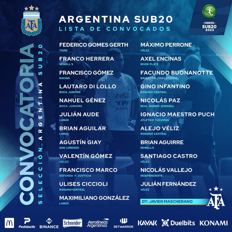FOTO: Mascherano definió la lista del Sudamericano sub 20 (FOTO: @Argentina)