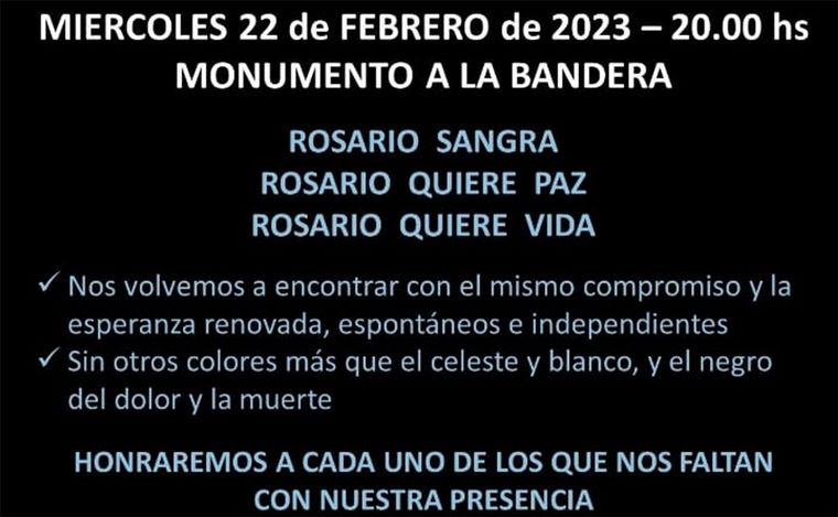 FOTO: Rosario: habrá nueva manifestación por la inseguridad en el Monumento a la Bandera. 