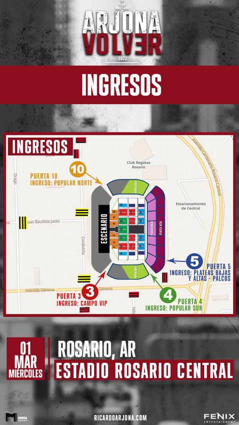 Arjona en Rosario: detalles del operativo, ingresos y ubicaciones en el estadio. 