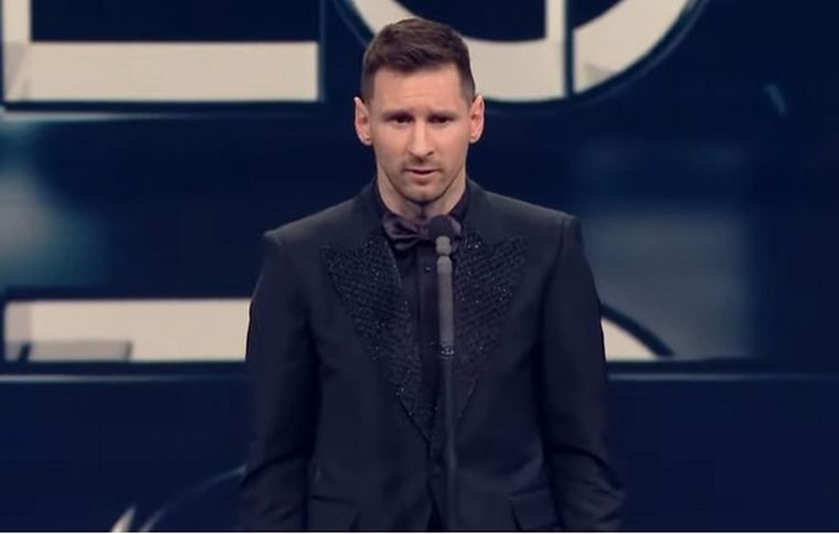 Lionel Messi, al recibir el premio.