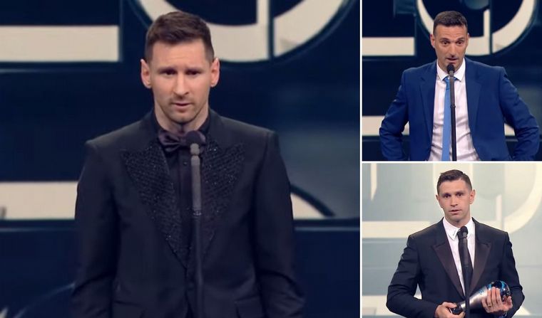 FOTO: Messi, Scaloni y Martínez ganaron el premio.