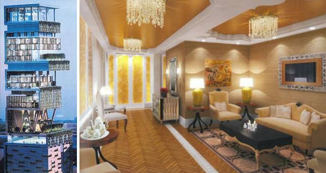 La lujosa residencia en India tiene estacionamiento para 160 automóviles.