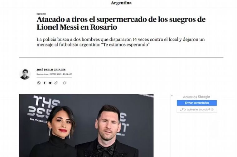 FOTO: Repercusiones en los medios del mundo al ataque al local de la esposa de Messi
