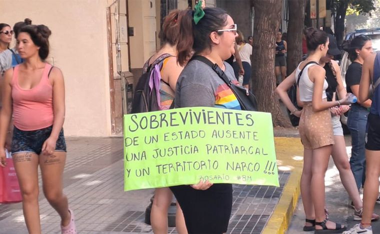 FOTO: El centro de Rosario se volvió a copar por la movilización del Día de la Mujer. 