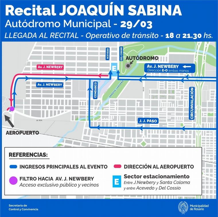 FOTO: Recital de Sabina: Detalles del operativo de tránsito en el Autódromo de Rosario.