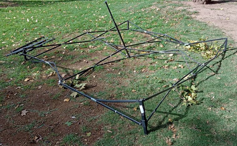 Rosario: desprendió una gran rama de árbol en plaza San Martín y cayó sobre feriante.