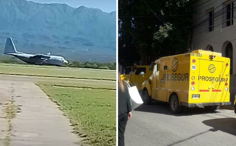 La Rioja: revuelo por insólitos camiones de caudales y un Hércules con bolsones